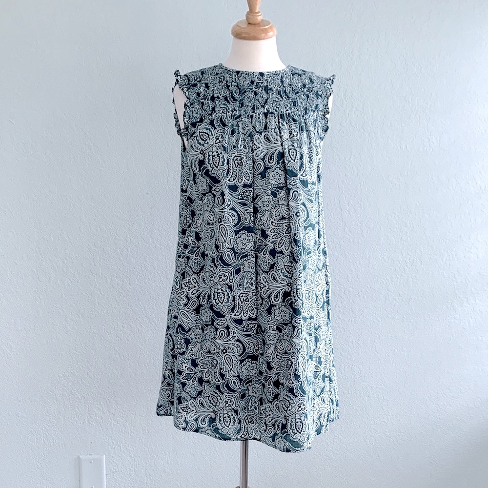 Boden Smocked Paisley Print Cotton Dress